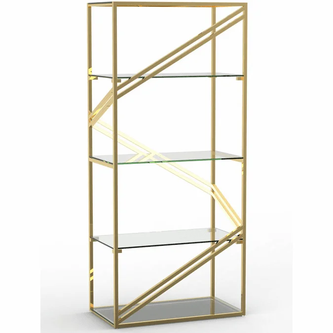 Bethel International ML06 Modern Gold LED Light Shelf