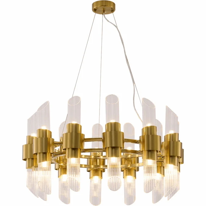 Bethel International MU131C32BR Modern Satin Brass Halogen Lighting Chandelier