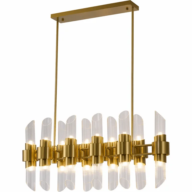 Bethel International MU132C38BR Modern Satin Brass Halogen Kitchen Island Light