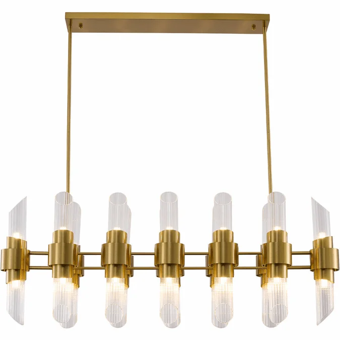 Bethel International MU133C45BR Modern Satin Brass Halogen Kitchen Island Lighting