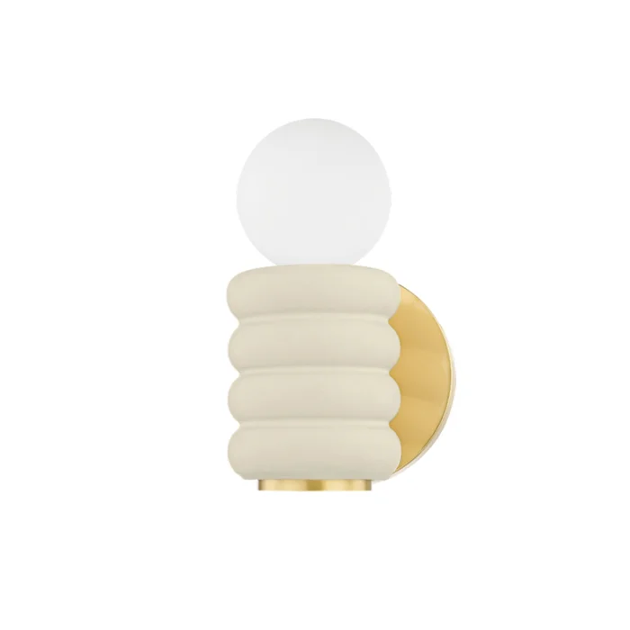 Bibi 1-Light Wall Sconce in Aged Brass/Ceramic Antique Ivory by ENY LEE PARKER 14L x 4.75W x 7H