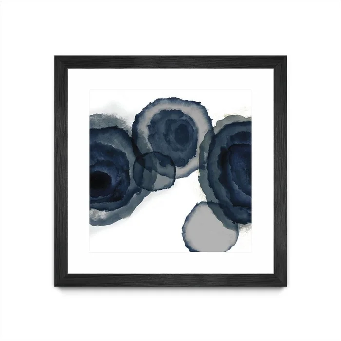 Blotted Ink Ii Matted and Framed Black 36×36 Wall Art|uvre dart murale encadre noire et mate Blotted Ink Ii 36×36