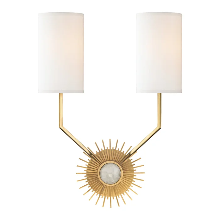 Borland 2-Light Wall Sconce in Aged Brass 13.25L x 13.25W x 18.25H