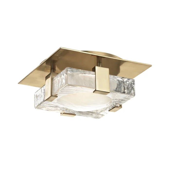 Bourne 1-Light Semi Flush in Aged Brass 8L x 8W x 8H