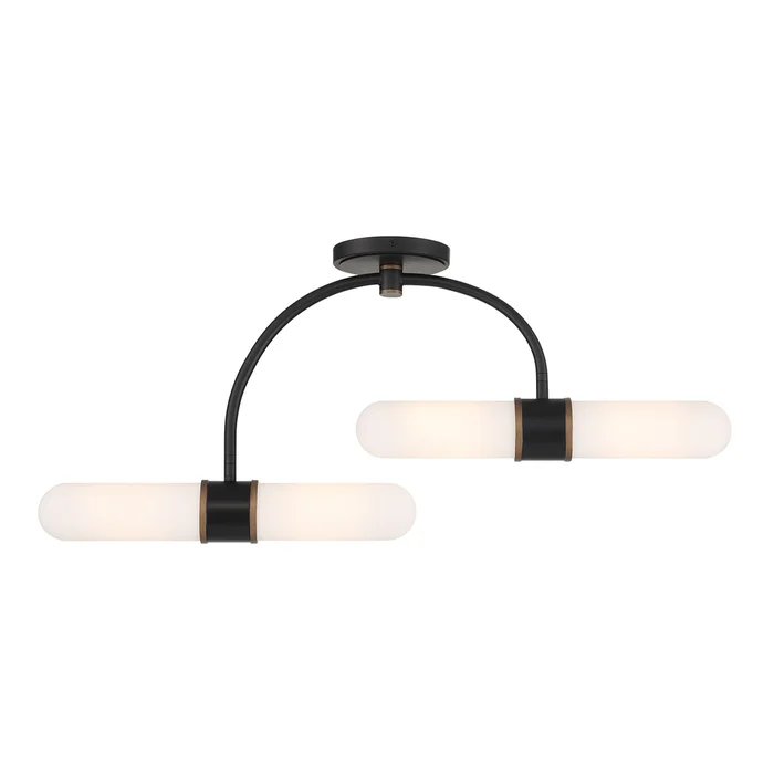 brian patrick flynn capsule 4 light led matte black + textured gold semi flush