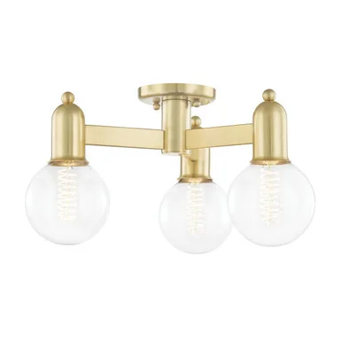 Bryce Three Light Semi Flush Mount in Aged Brass (428|H419603-AGB)