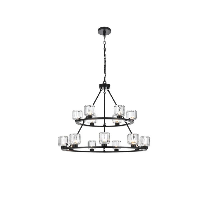 cadence 36 inch two-tier chandelier in black