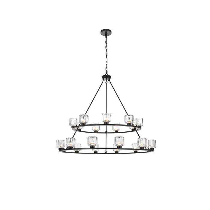 cadence 48 inch two-tier chandelier in black