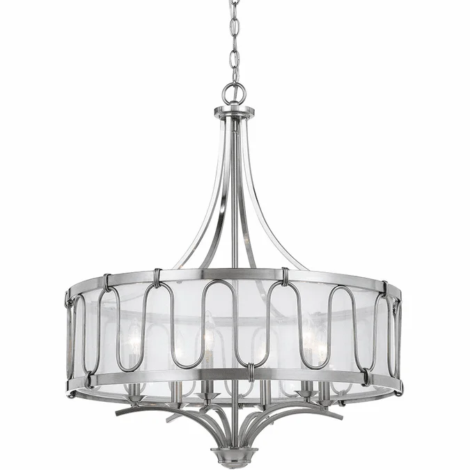 Cal FX-3646-6 Vincenza Modern Brushed Steel Drum Pendant Lighting