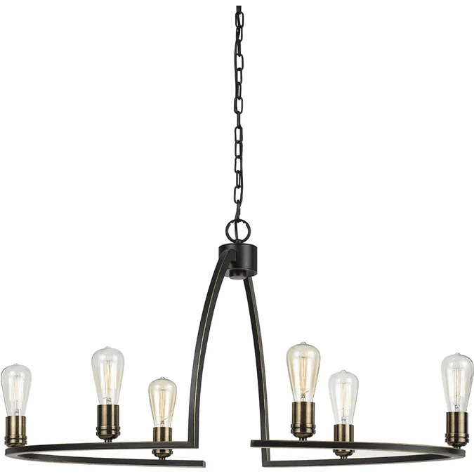 Cal FX-3664-6 Kinder Modern Dark Bronze Chandelier Light