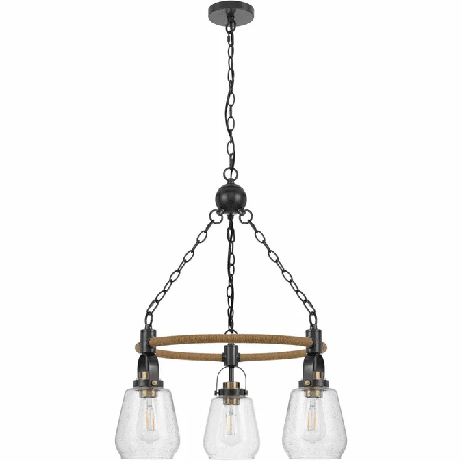 Cal FX-3824-3 Kavala Black / Antique Brass Mini Chandelier Light