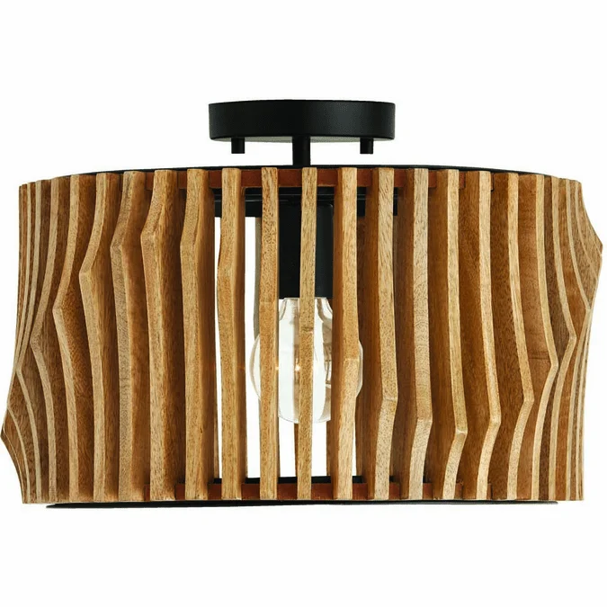 Capital Lighting 244632WK Archer Contemporary Light Wood and Matte Black Overhead Light Fixture