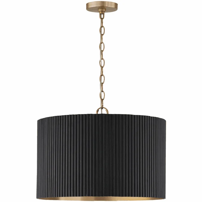 Capital Lighting 350741KR Donovan Modern Black Stain and Matte Brass Drum Pendant Lamp