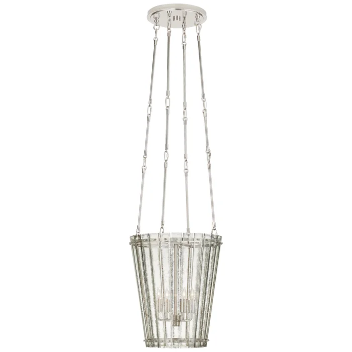 Carrier and Company Cadence Small Tall Chandelier in Polished Nickel with Antique Mirror Ceiling Light W15″