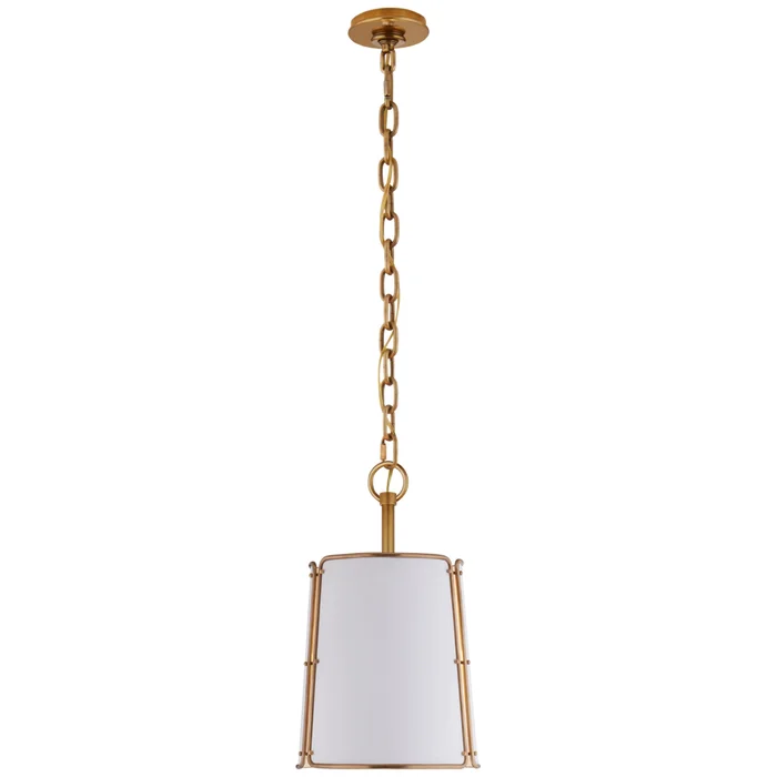 Carrier and Company Hastings Small Pendant in Hand-Rubbed Antique Brass with White Shade Ceiling Light W11.5″ x H18″