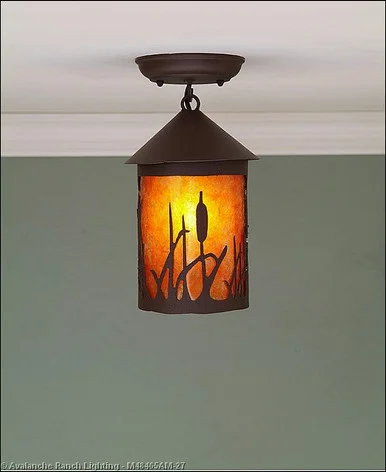 Cascade-Cattails One Light Semi Flush Mount in Rustic Brown (172|M48465AM-27)