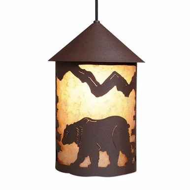 Cascade Lantern-Mountain Bear One Light Pendant in Rustic Brown (172|M24625AL-ST-27)