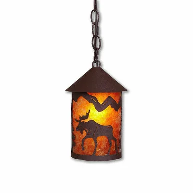 Cascade Lantern-Mountain Moose One Light Pendant in Rustic Brown (172|M24427AM-CH-27)