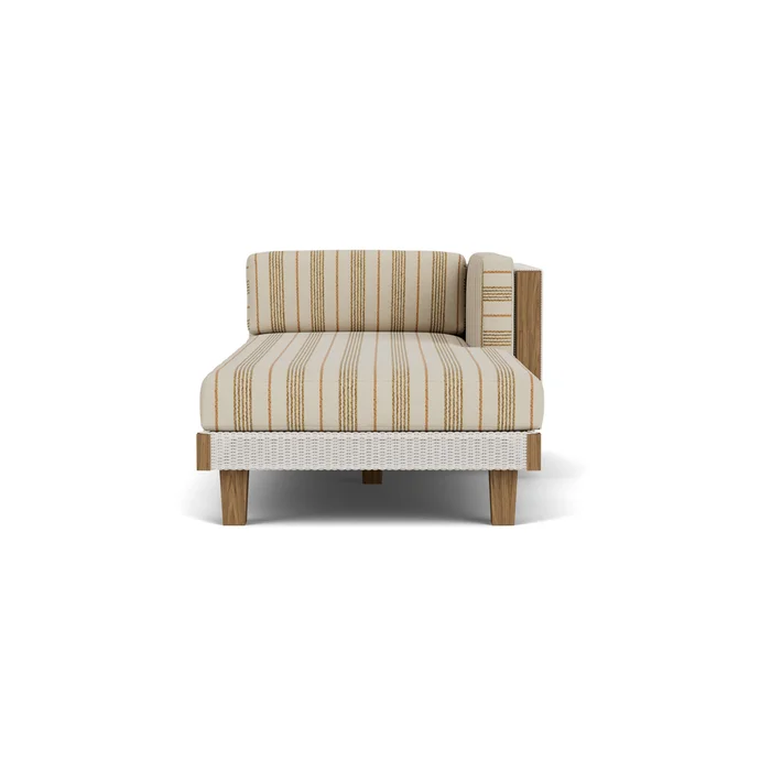 catalina left arm chaise in antique white finish with amber waves fabric grade b