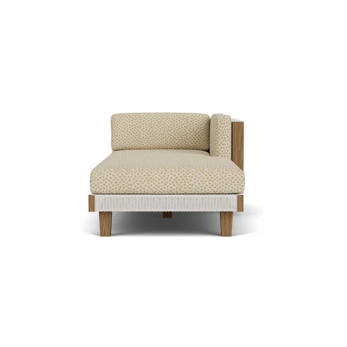 catalina left arm chaise in antique white finish with bebot sisal fabric grade c