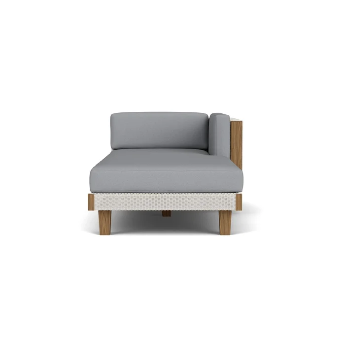 catalina left arm chaise in antique white finish with sandberg pewter fabric grade b