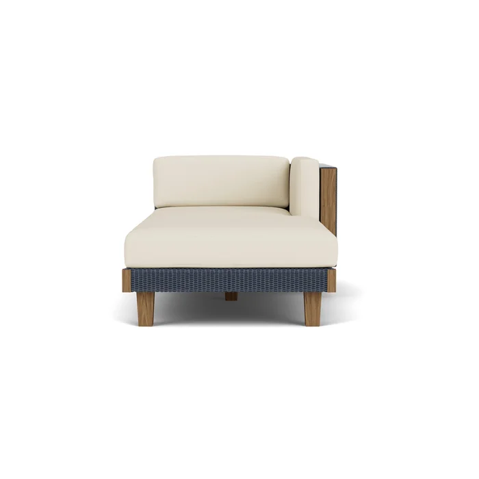 catalina left arm chaise in denim blue finish with sailcloth sailor fabric grade c