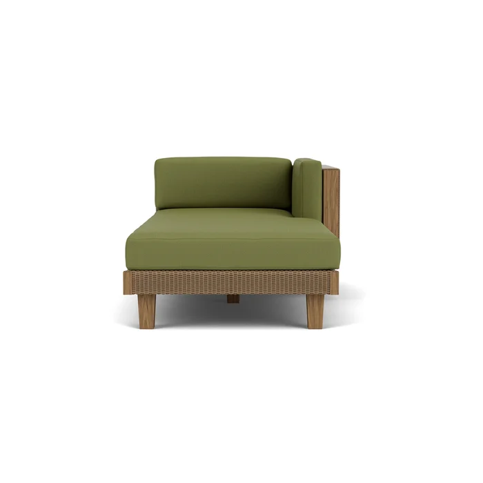 catalina left arm chaise in fawn finish with reflections grass fabric grade b