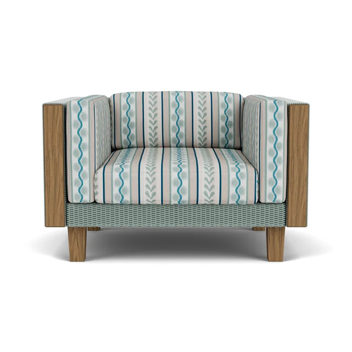 catalina lounge chair in sea glass finish with ilona resort fabric grade c