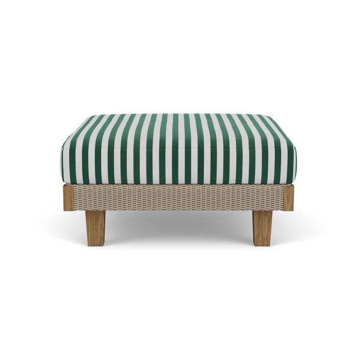 catalina ottoman in french beige finish with safari/white stripe fabric grade b
