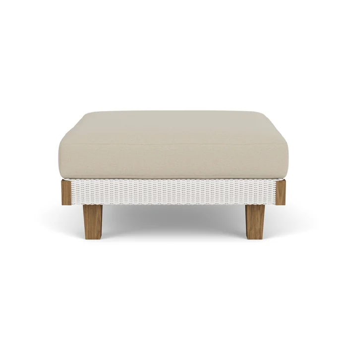 catalina ottoman in white finish with rumba straw fabric grade a