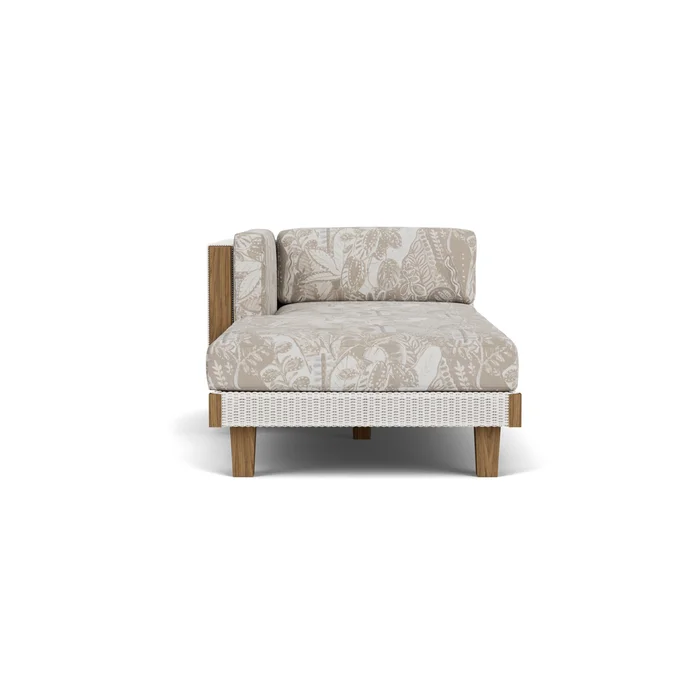 catalina right arm chaise in white finish with wayfarer dune fabric grade d