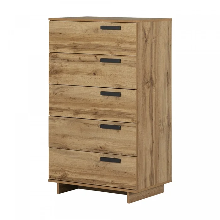 Cavalleri 5-Drawer Chest Storage Unit – Nordik Oak|Commode verticale de rangement Cavalleri 5tiroirs – chne nordique