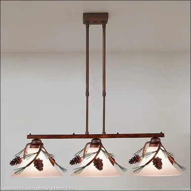 Cedarwood-Pine Cone Three Light Island-Bar Light in Pine Green/Rust Patina (172|H43820CT-04)