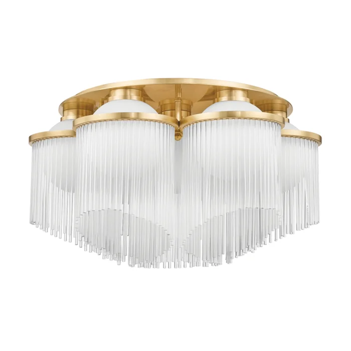Celestial 7-Light Semi Flush in Aged Brass 26L x 26W x 14H