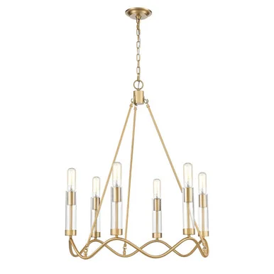 Celsius Six Light Chandelier in Satin Brass (45|H0018-8564)