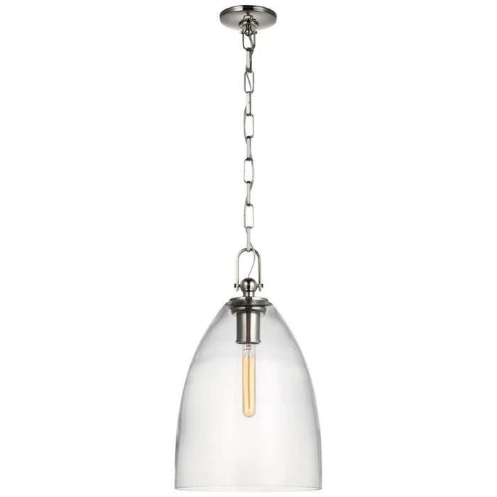 Chapman & Myers Andros Large Pendant in Polished Nickel with Clear Glass Ceiling Light W12″ x H20.25″