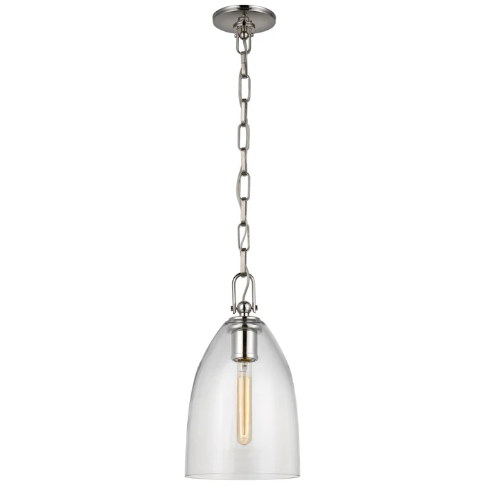 Chapman & Myers Andros Medium Pendant in Polished Nickel with Clear Glass Ceiling Light W8.5″ x H15.25″