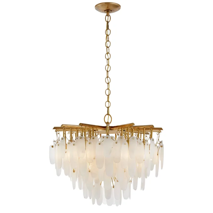 Chapman & Myers Cora Small Waterfall Chandelier in Antique-Burnished Brass with Alabaster Ceiling Light W30.5″ x H26.25″