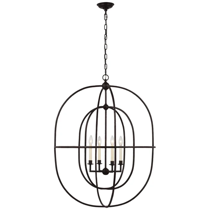 Chapman & Myers Desmond Open Double Oval Lantern in Aged Iron Ceiling Light W31″ x H40.5″