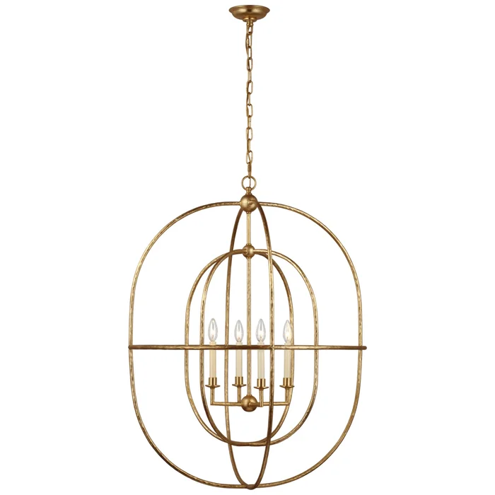 Chapman & Myers Desmond Open Double Oval Lantern in Gild Ceiling Light W31″ x H40.5″