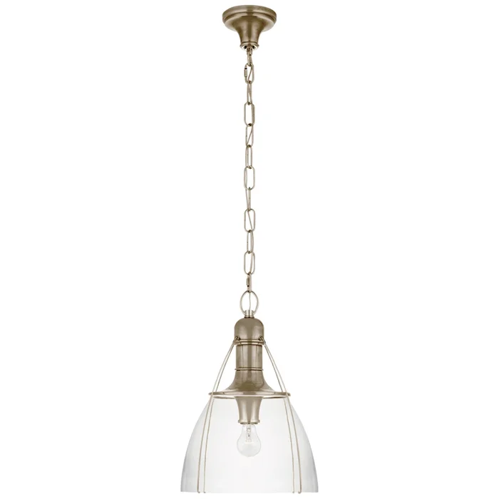 Chapman & Myers Prestwick 14″ Pendant in Antique Nickel with Clear Glass Ceiling Light W14″ x H21″