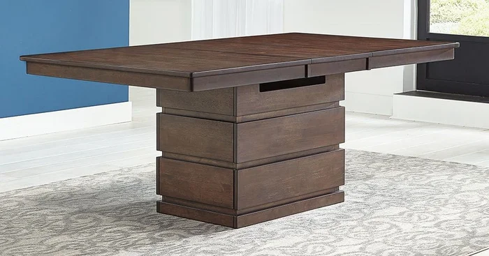 Chesney Hi-Low Storage Dining Table in Falcon Brown CHSFB6300