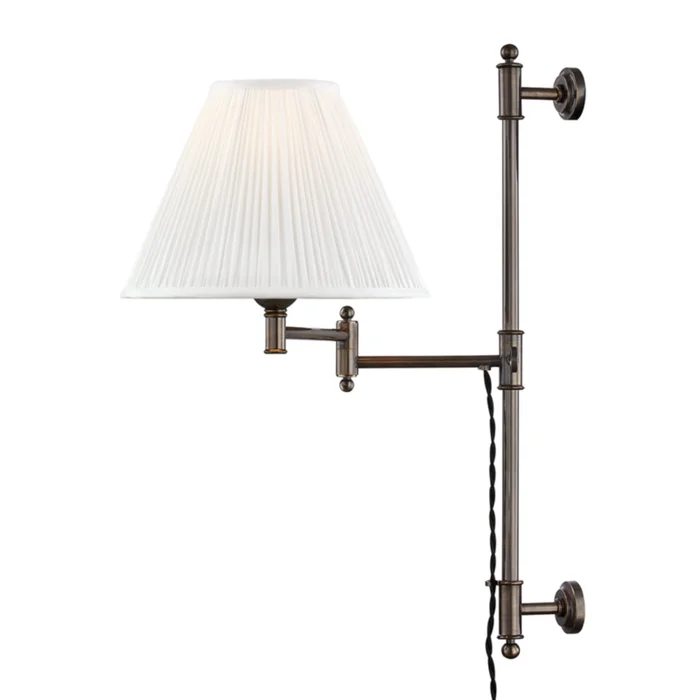 Classic No.1 1-Light Plug-in Sconce in Distressed Bronze by Mark D. Sikes 10L x 10W x 29H