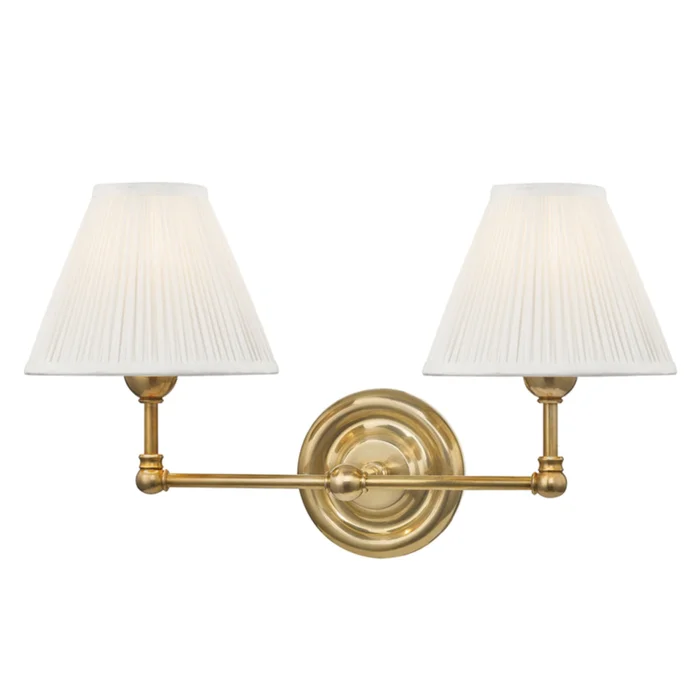 Classic No.1 2-Light Wall Sconce in Aged Brass by Mark D. Sikes 18.25L x 18.25W x 10.5H