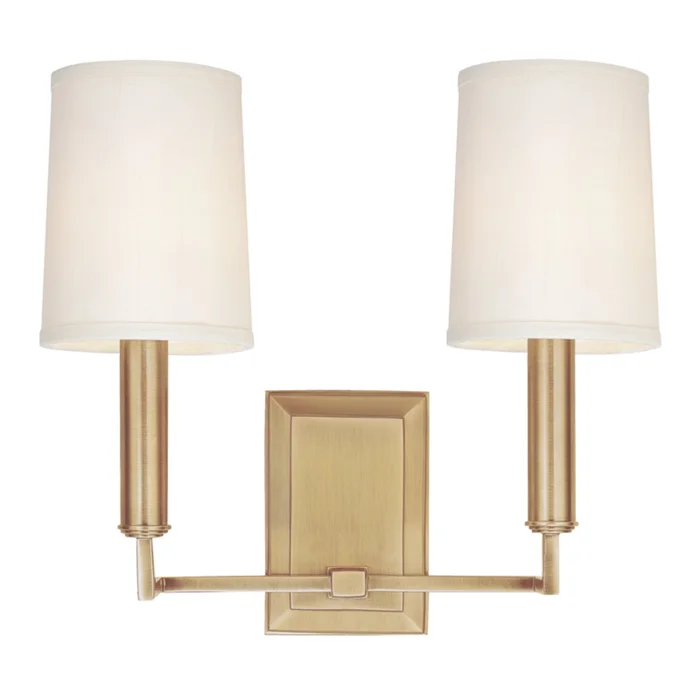 Clinton 2-Light Wall Sconce in Aged Brass 11L x 11W x 11.5H