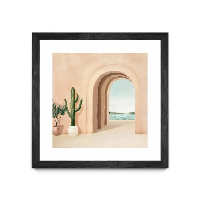 Coastal Arch Matted and Framed Black 30×30 Wall Art|uvre dart murale encadre noire et mate Coastal Arch 30×30
