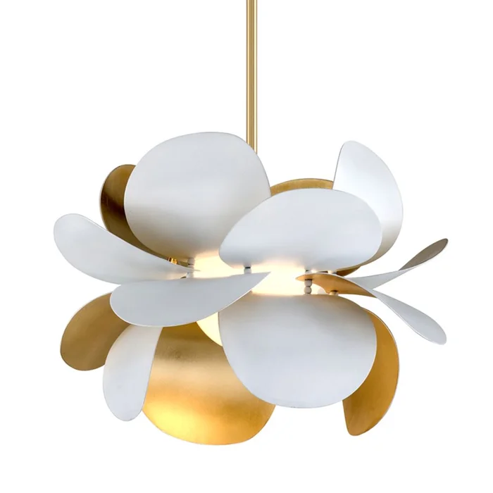 Corbett Ginger 1-LT Pendant – White And Gold Leaf – 314-41