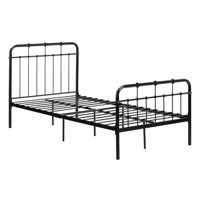 Cotton Candy Twin Metal Complete Bed – Pure Black | Cotton Candy Lit complet en mtal Simple – Noir solide | D83GKOF8