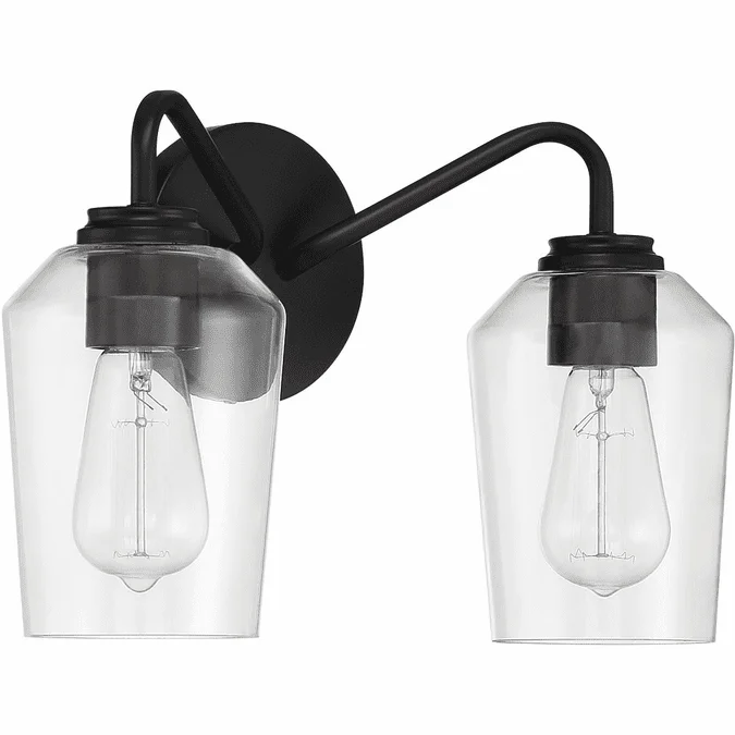 Craftmade 56102-FB Shayna Modern Flat Black 2-Light Bath Lighting Sconce