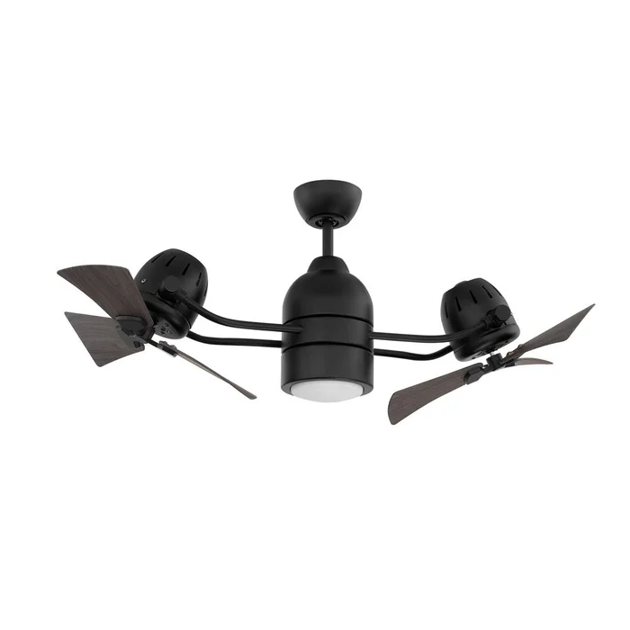 Craftmade Bellows Duo 18″ Dual Head Ceiling Fan & Light Kit – Black – BW250FB6